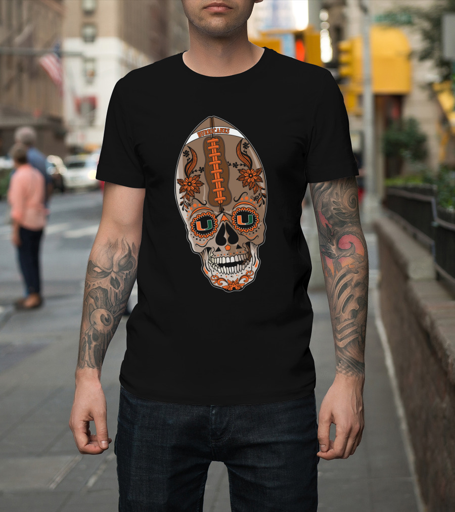 Hurricanes U Sugar Skull Football T-Shirt