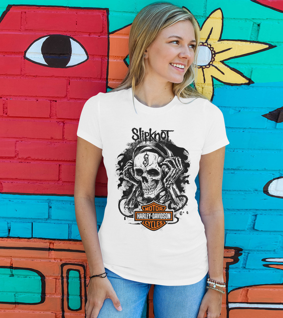 Slipknot Harley Davidson Cycles Skull T-Shirt
