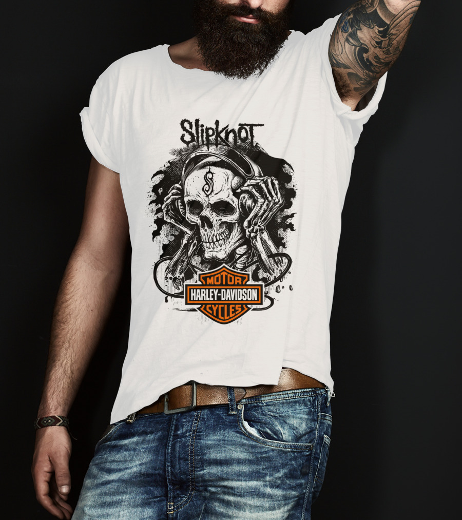 Slipknot Harley Davidson Cycles Skull T-Shirt