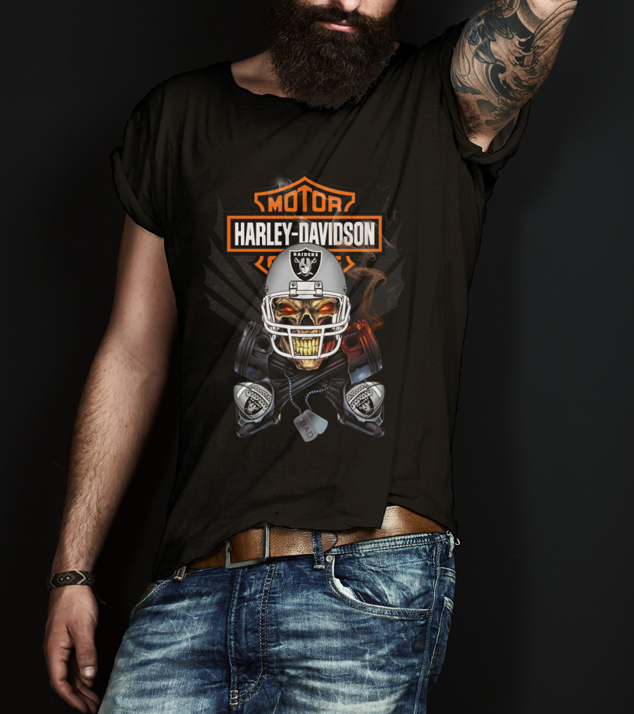 Harley Davidson Motor Raiders 106 Nfl Or T-Shirt