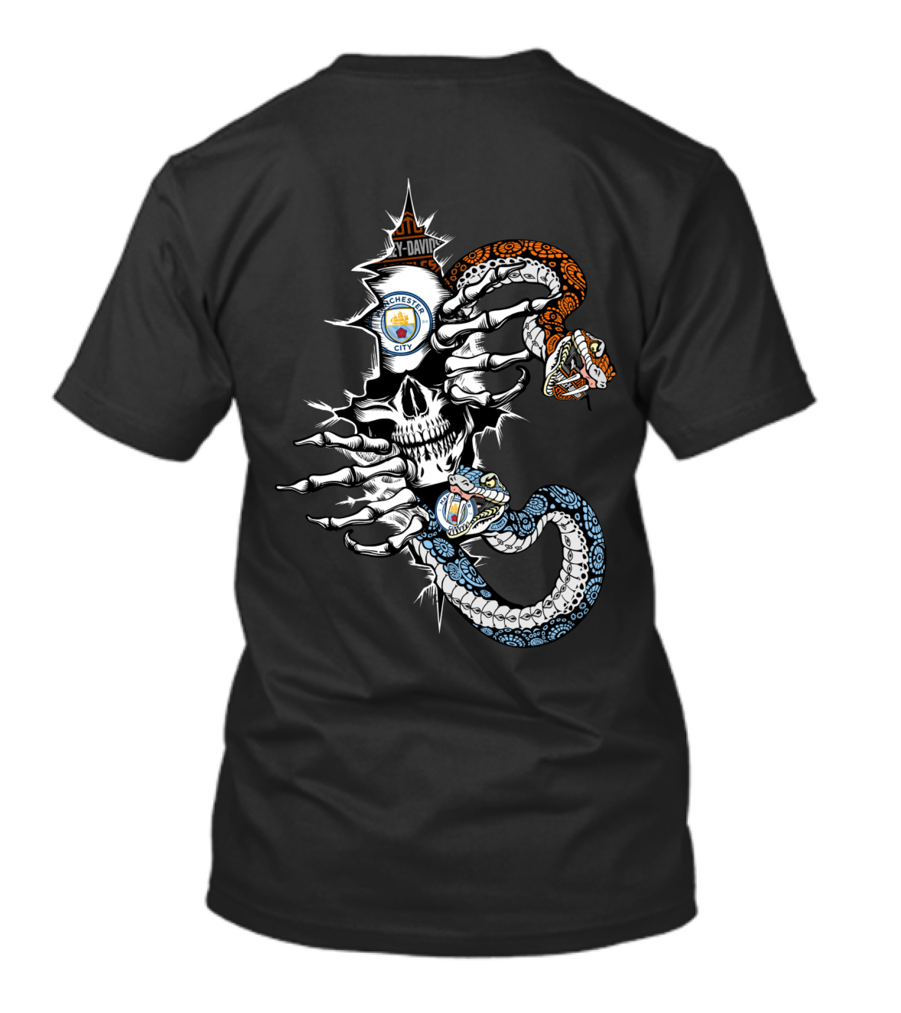 Manchester City Skull Snake Harley Davidson T-Shirt