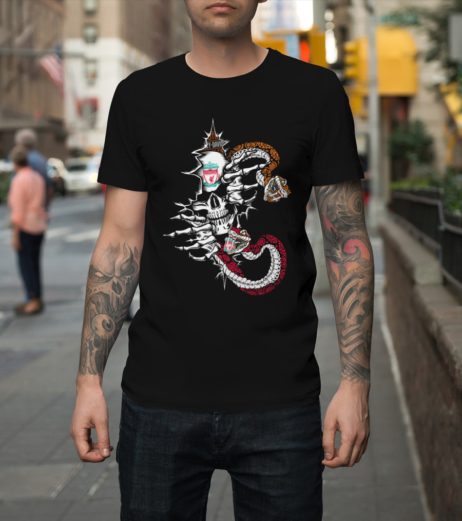 Liverpool Skull Snakes Harley Davidson T-Shirt