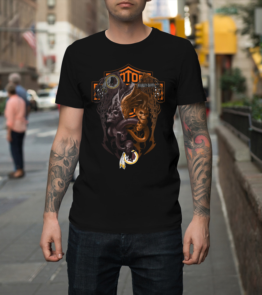 Motor Harley Davidson Cycles Nfl Skull Dragon Football Theme T-Shirt