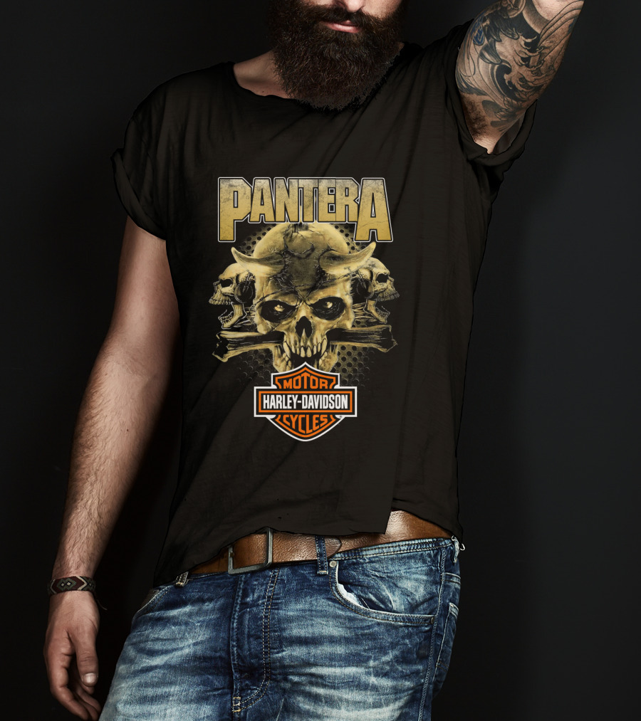 Pantera Harley Davidson Motorcycles Skull T-Shirt
