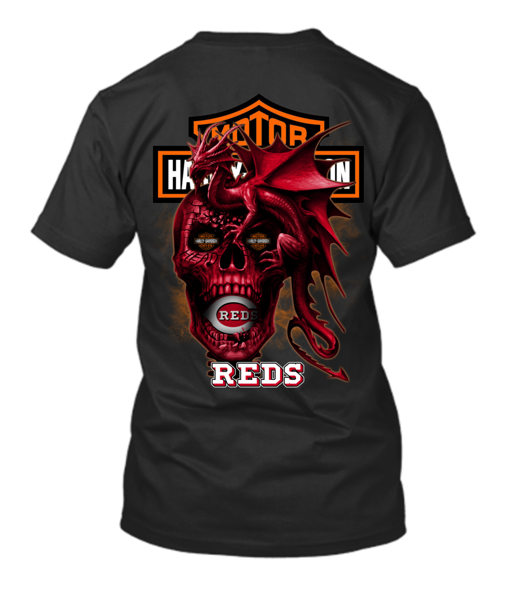 Cincinnati Reds Skull Dragon Harley Davidson T-Shirt