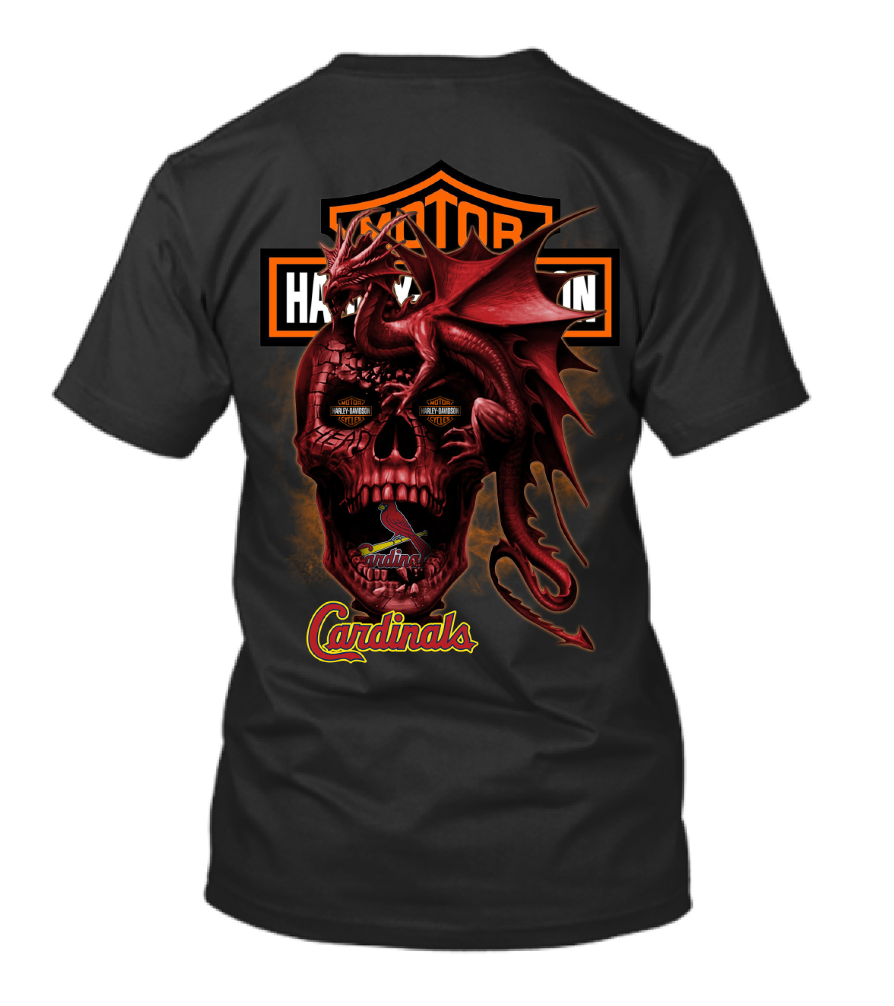 St Louis Cardinals Harley Davidson Dragon Skull T-Shirt