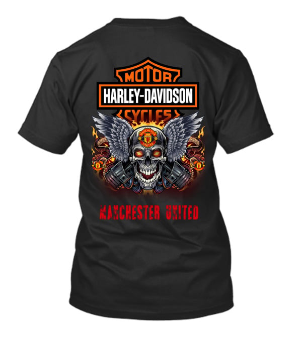 Motor Harley Davidson Cycles Skull Wings Manchester United T-Shirt