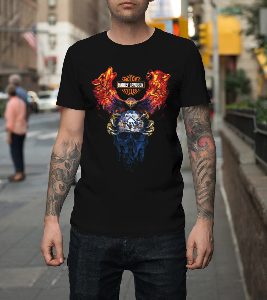 Harley Davidson Tampa Bay Rays Mlb Collaboration Artwork T-Shirt