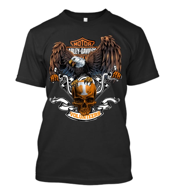Ncaa Tennessee Volunteers Harley Davidson Motor Volunteers Eagle Skull T-Shirt