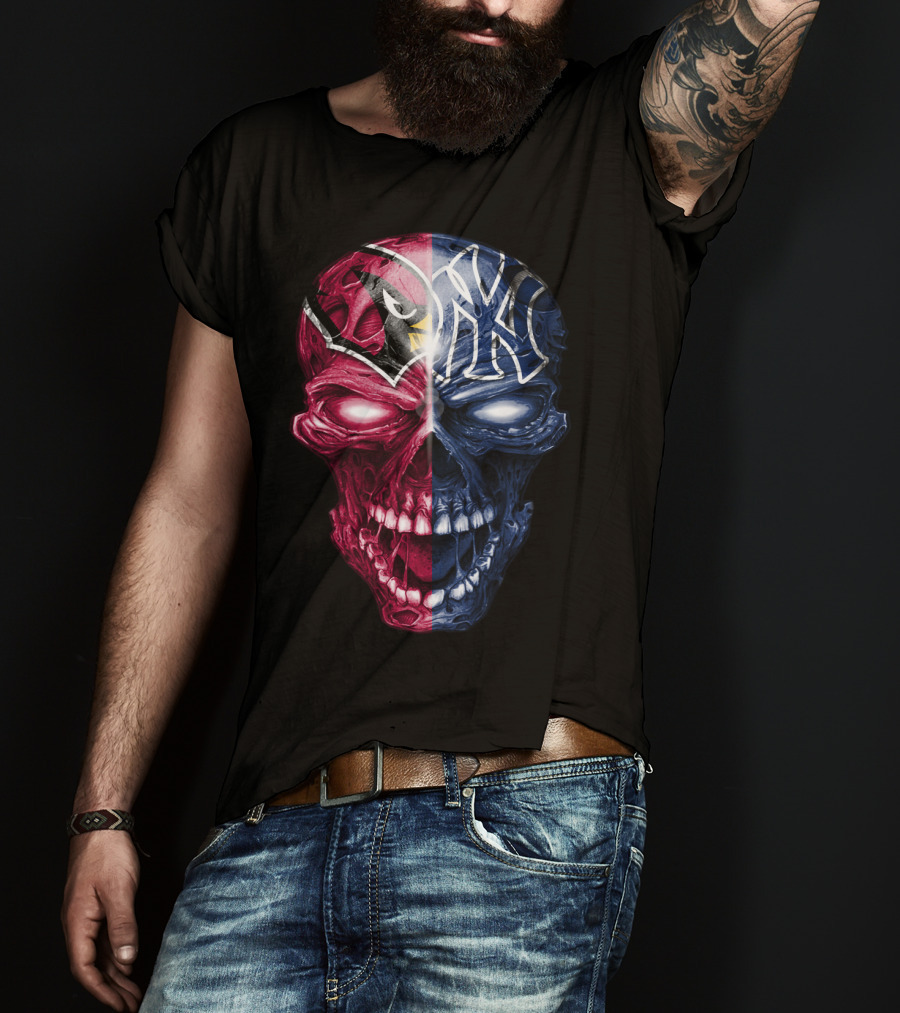 Arizona Cardinals New York Yankees Skull T-Shirt