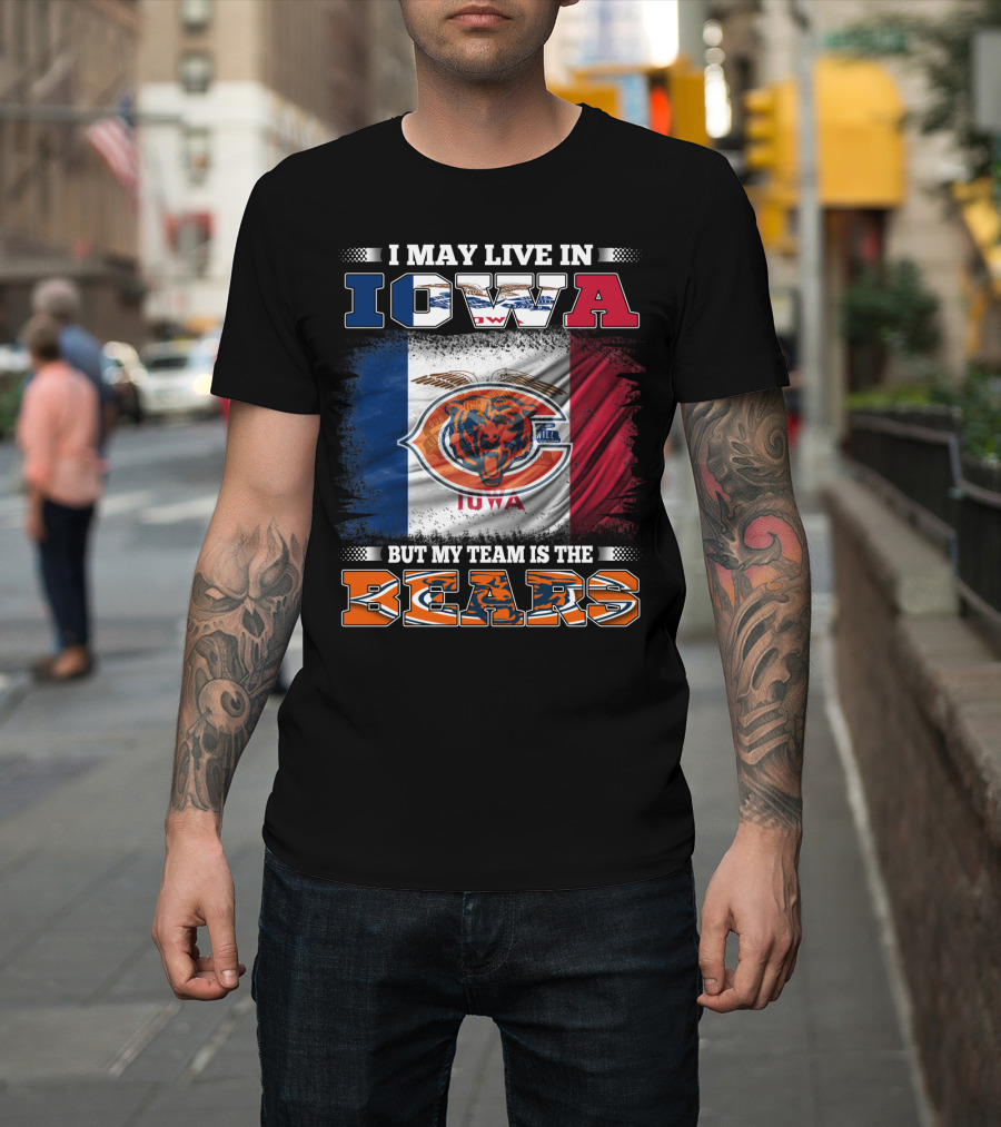 Iowa Flag Background Bears Team Pride T-Shirt