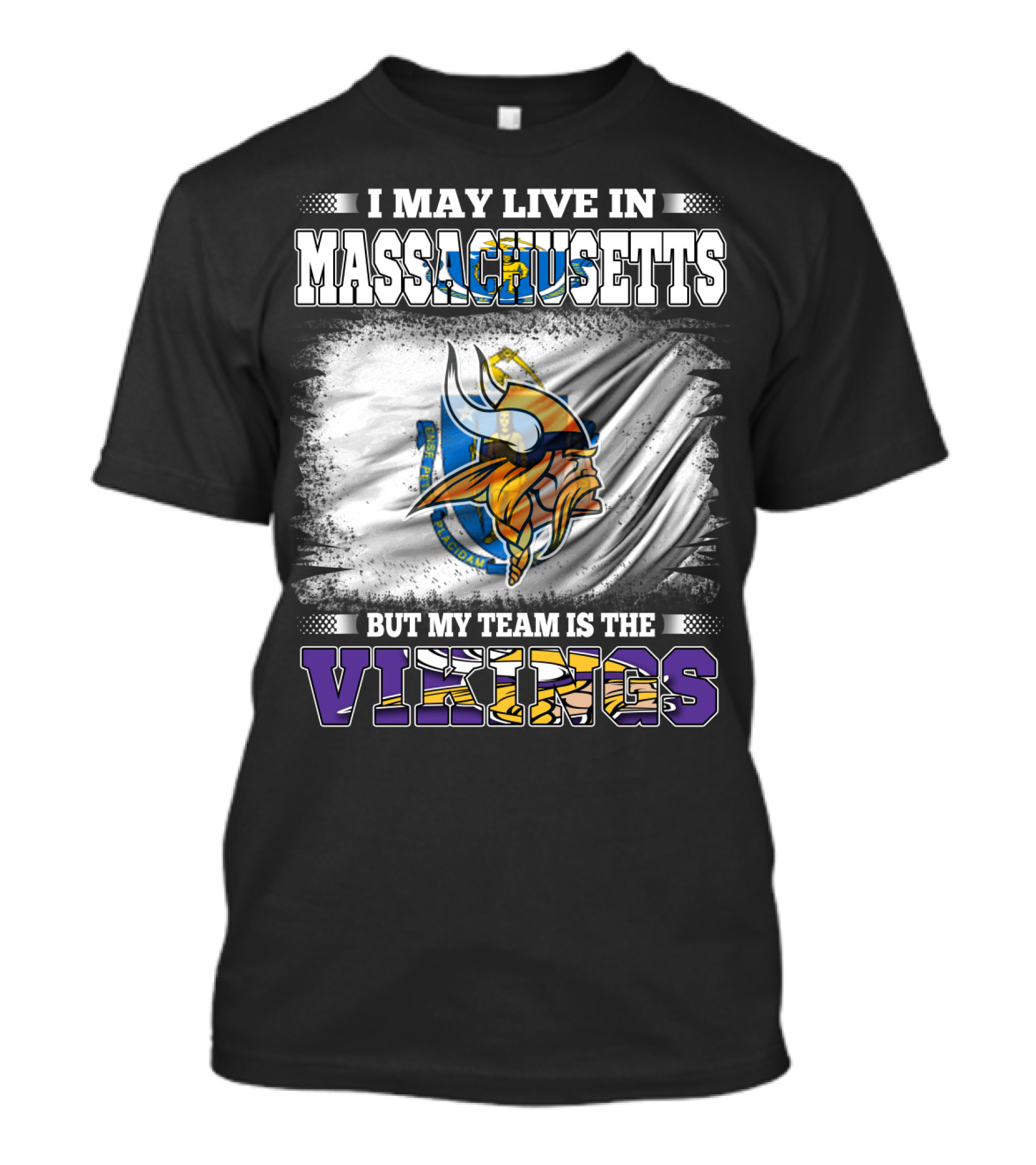 Massachusetts Pride NFL Vikings Team Loyalty Fan T-Shirt