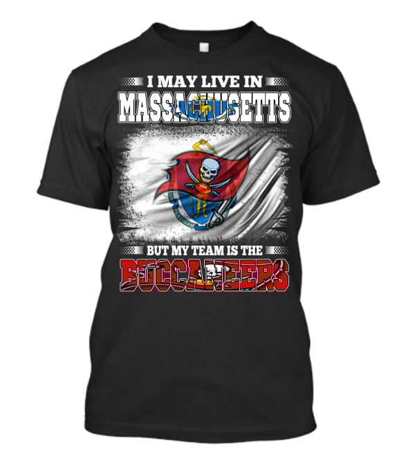 Massachusetts Resident Supporting Buccaneers With Flag And Skull T-Shirt