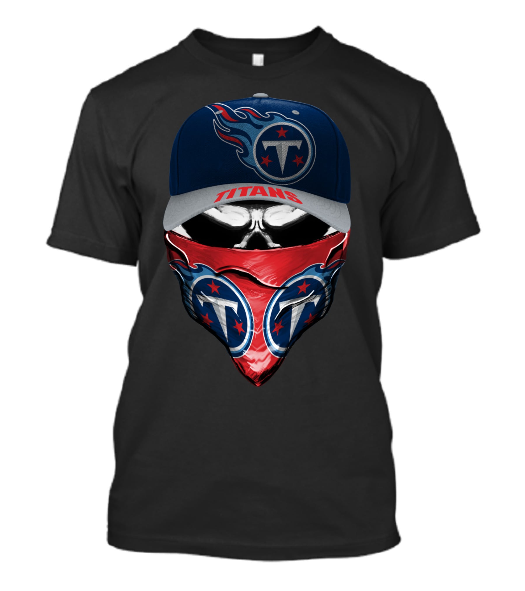 Tennessee Titans Logo Cap And Bandana Skull T-Shirt