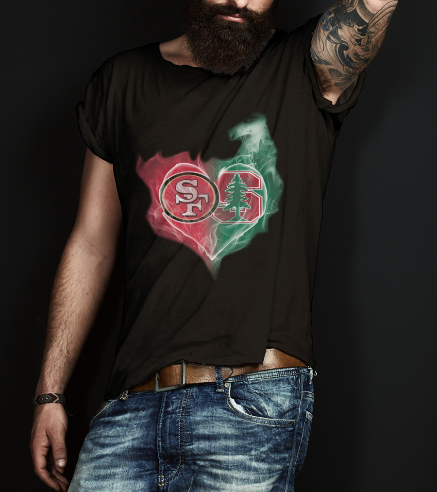 49ers SF Stanford Cardinal Logo Heart T-Shirt