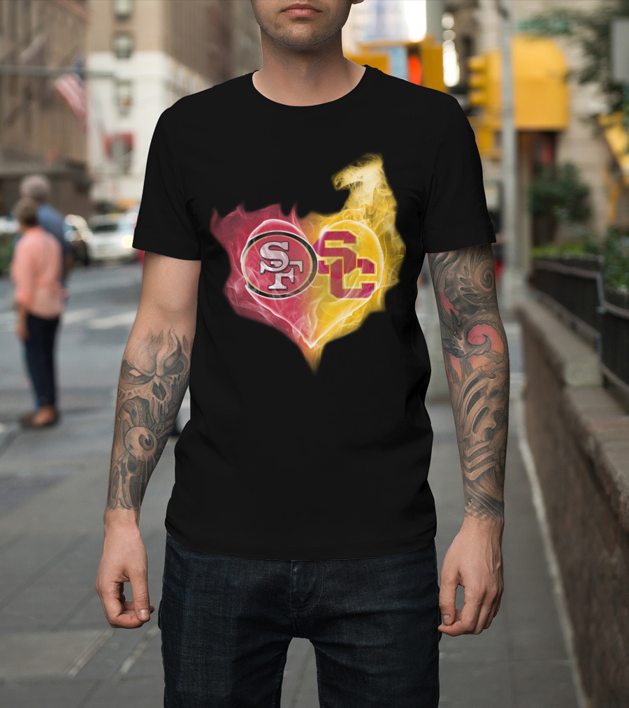 49ers SF USC Trojans Heart Emblem T-Shirt