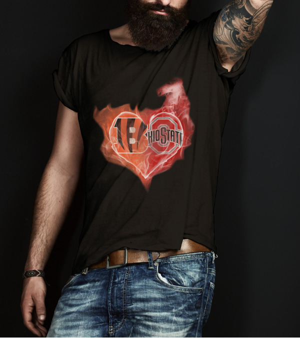 Bengals Ohio State Heart Fusion T-Shirt