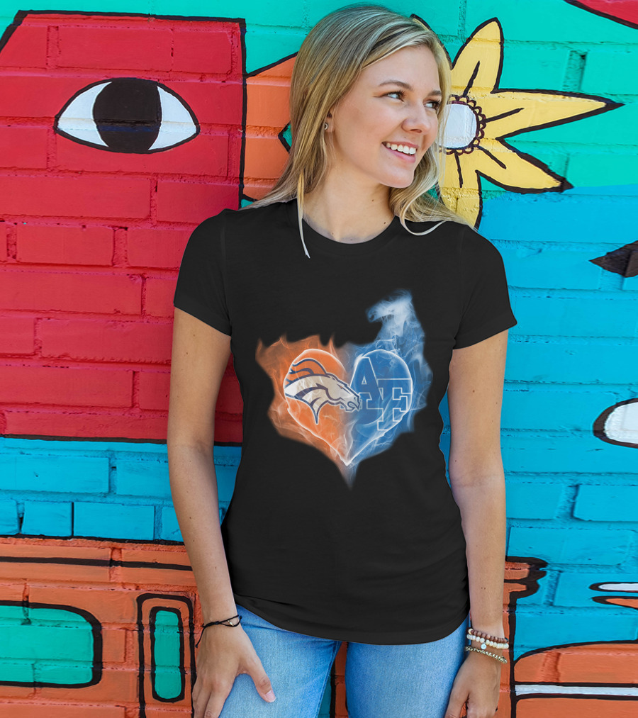 Broncos Air Force Falcons Heart T-Shirt