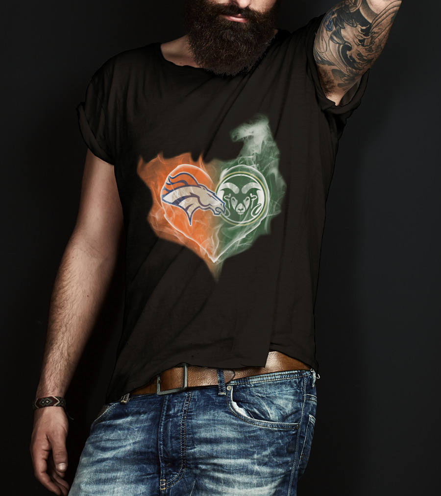 Broncos Rams Heart Shape Fusion T-Shirt