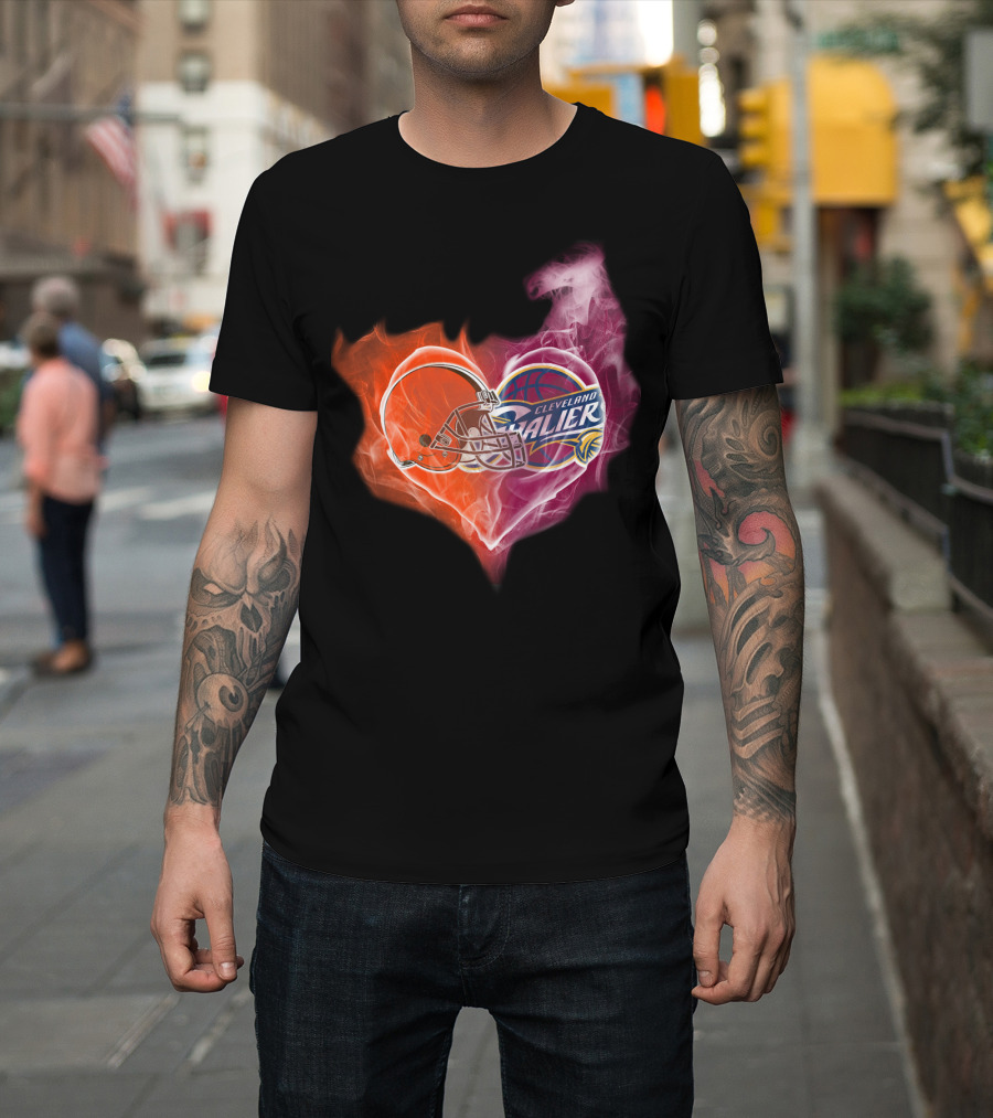 Cleveland Browns Cavaliers Heart Flame T-Shirt