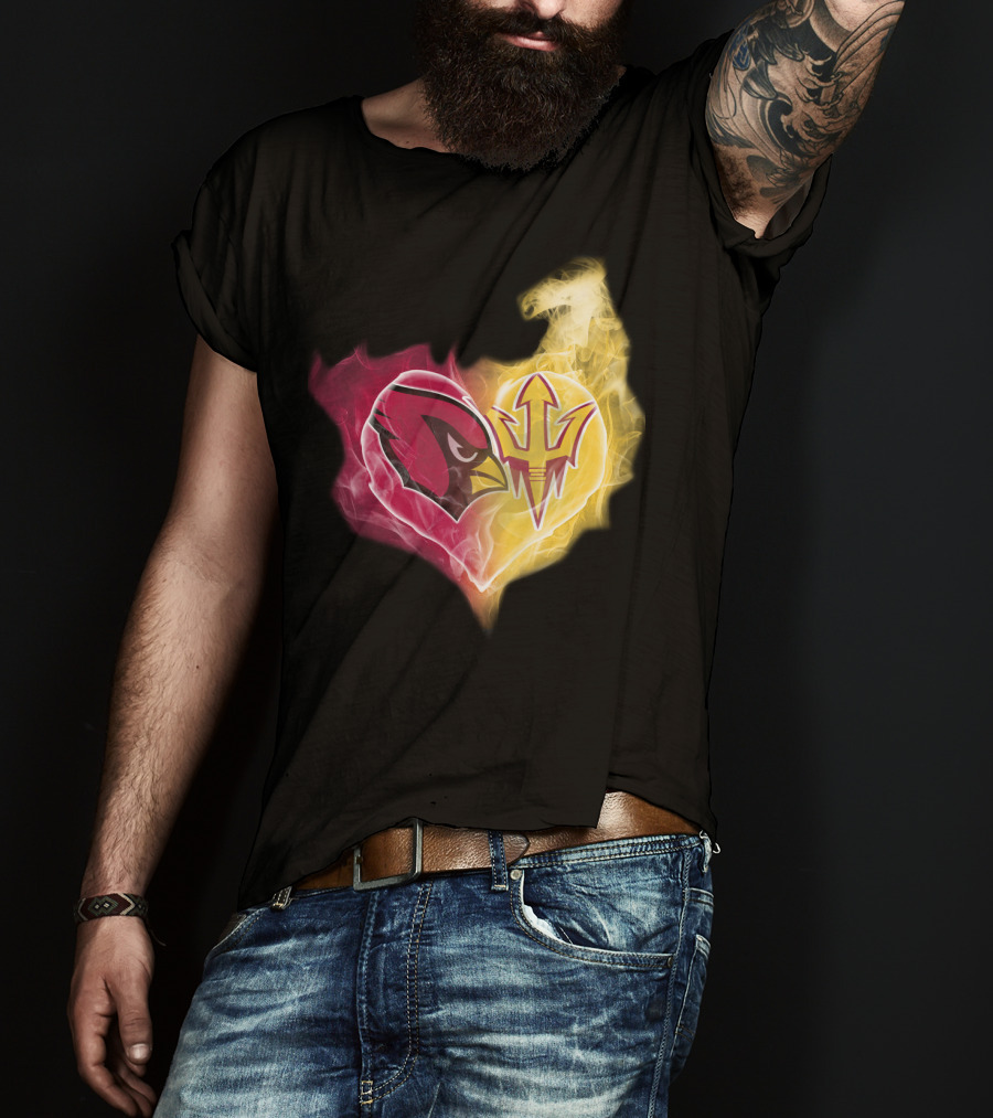 Cardinals Arizona State Sun Devils Heart T-Shirt
