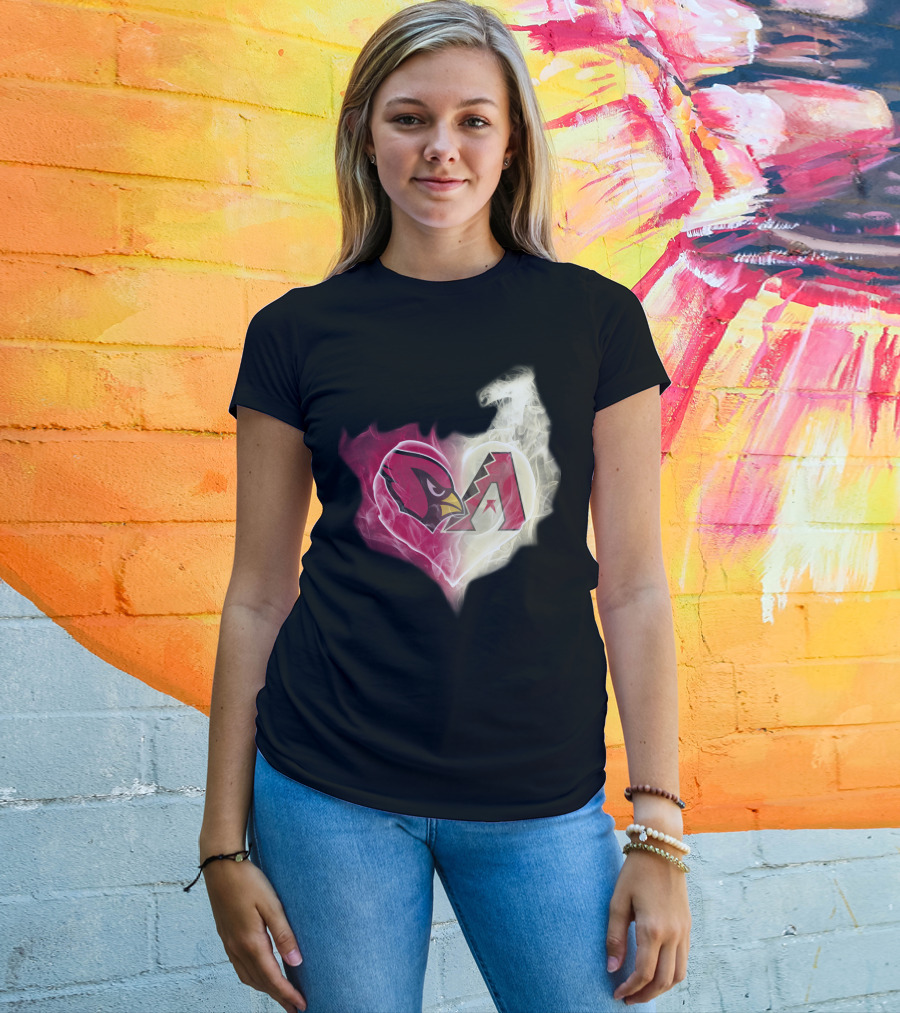 Cardinals Arizona Diamondbacks Heart Logo Fusion T-Shirt
