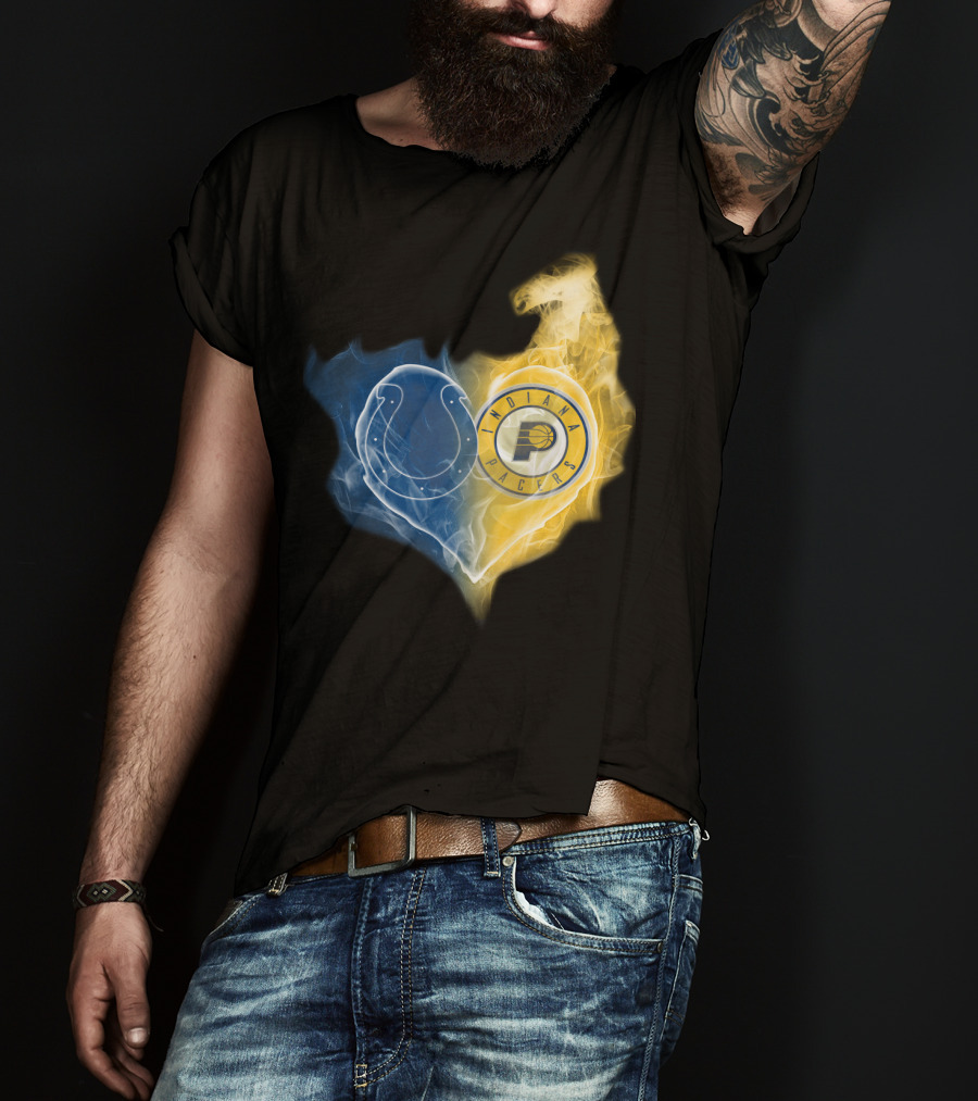 Colts Indiana Pacers Heart Logo Fusion T-Shirt