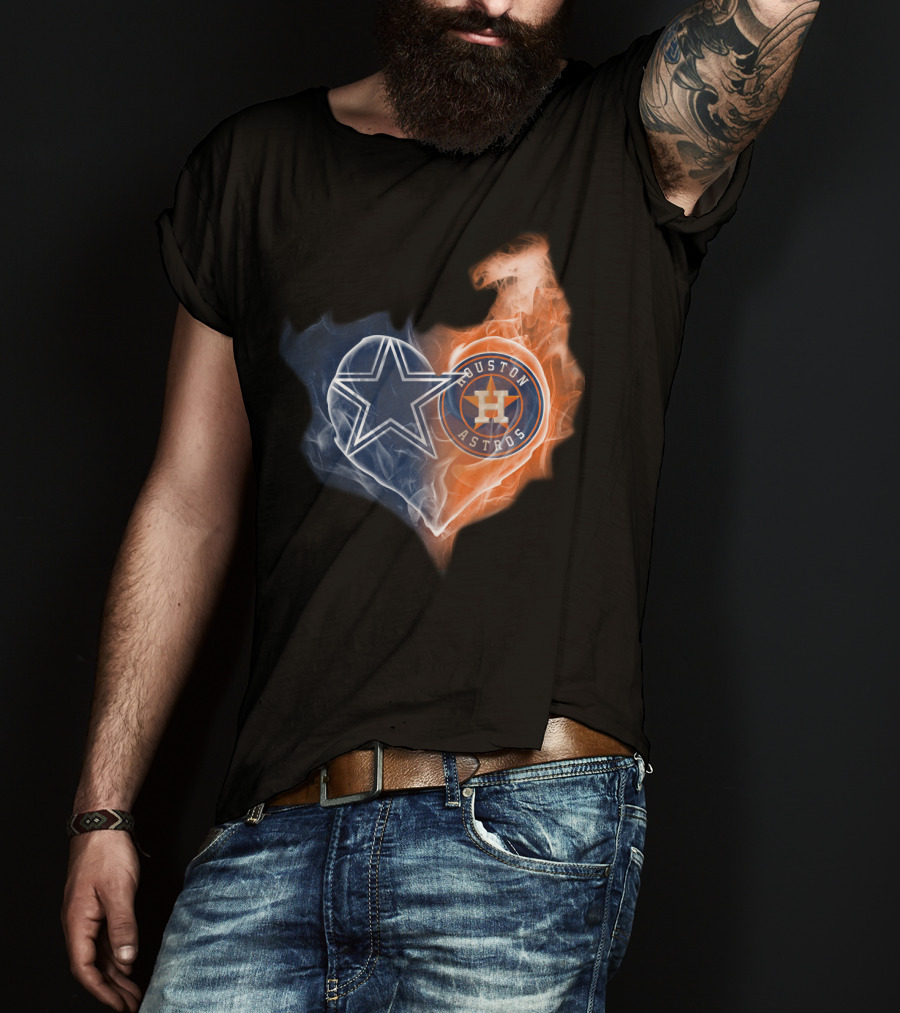 Dallas Cowboys Houston Astros Heartfire Collaboration T-Shirt