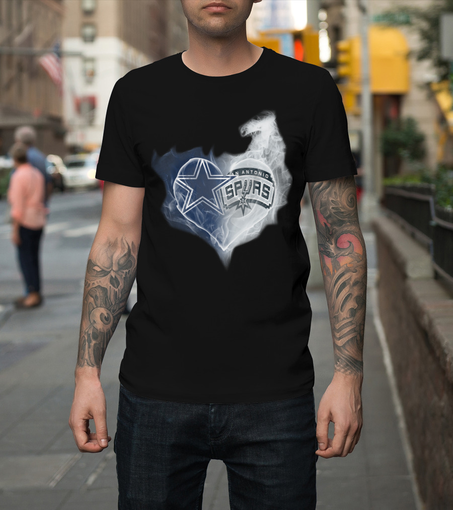 Cowboys San Antonio Spurs Heart Smoke T-Shirt