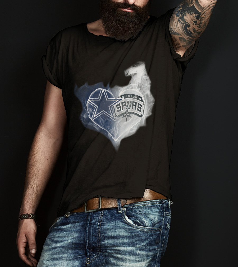 Cowboys San Antonio Spurs Heart Smoke T-Shirt