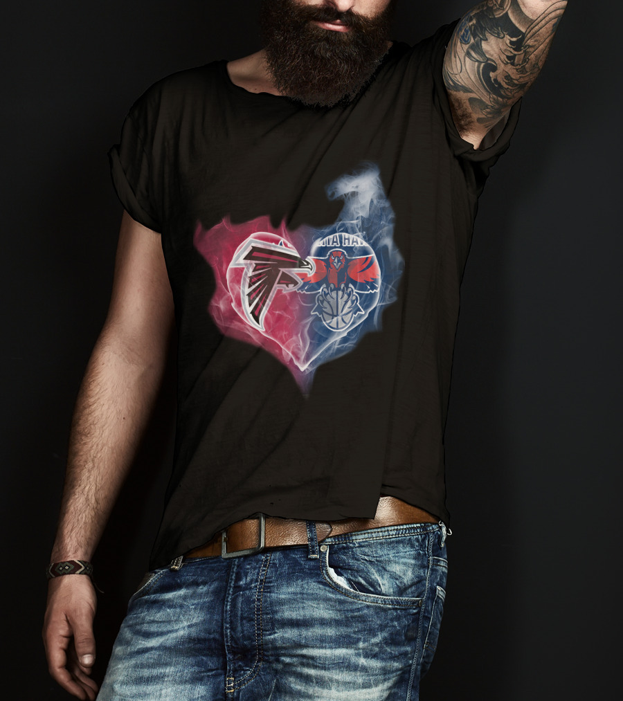 Falcons Atlanta Hawks Heart Logo Fusion T-Shirt