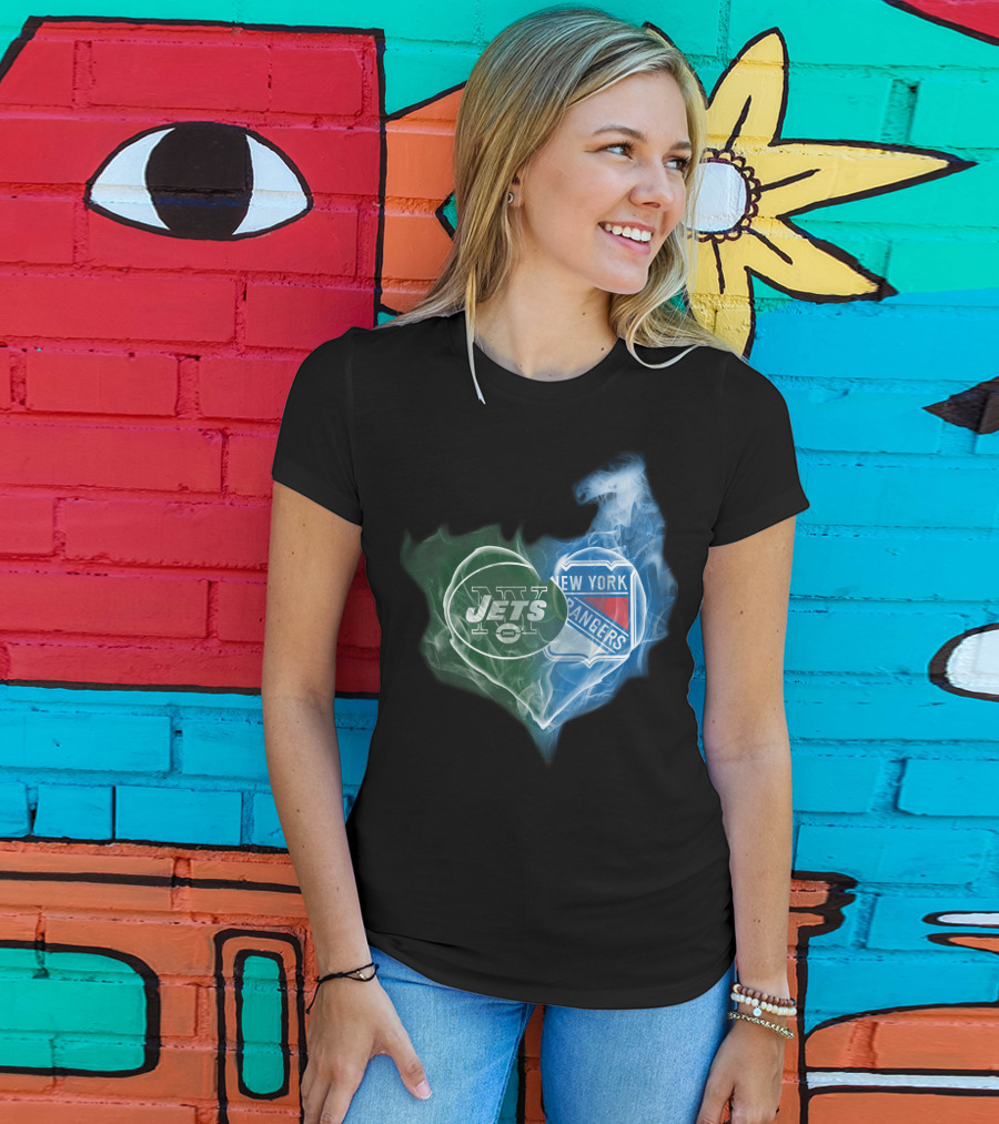 Jets New York Rangers Heart Smoke Fusion T-Shirt
