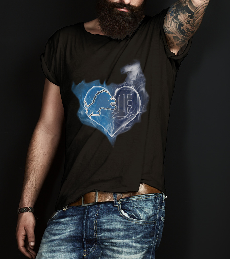 Detroit Lions And Tigers Heart T-Shirt