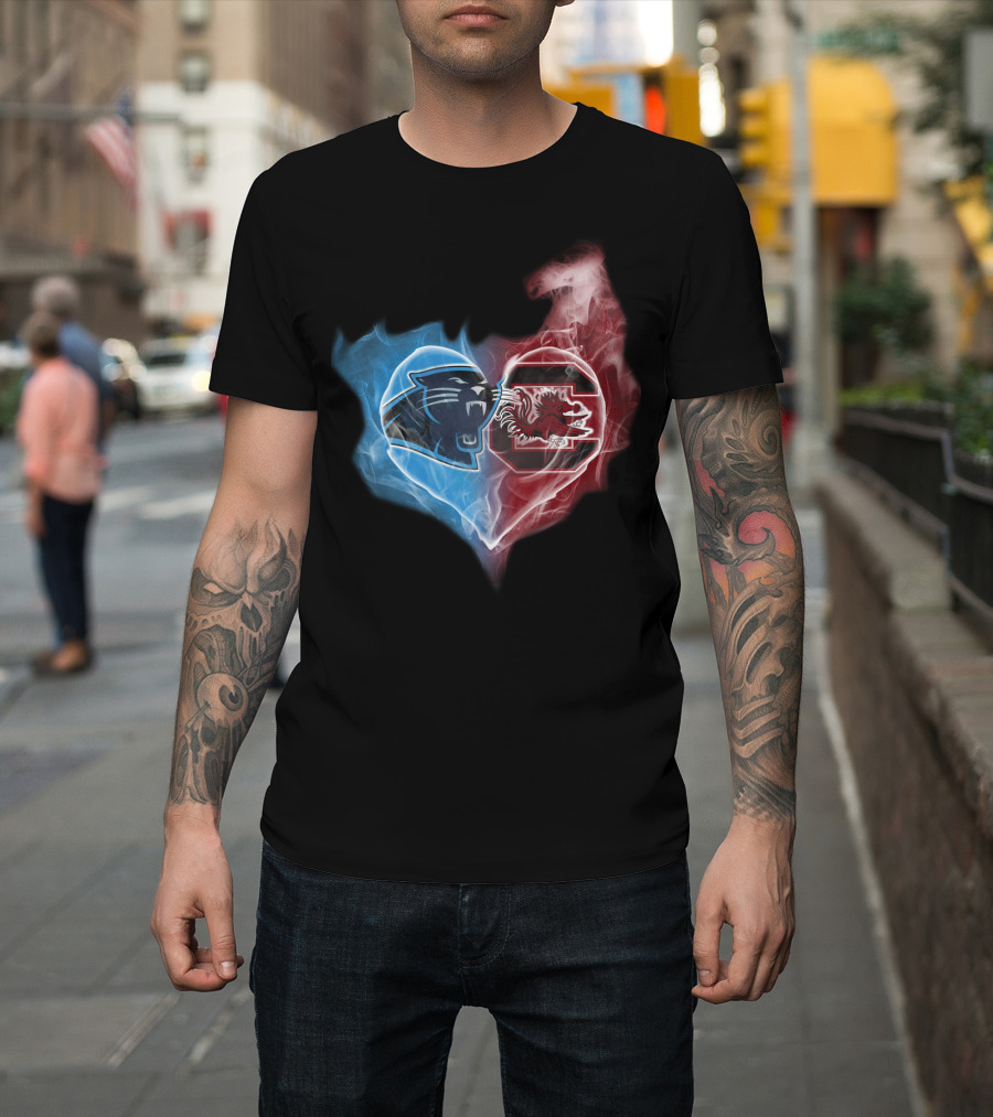 Panthers South Carolina Gamecocks Heart Icon T-Shirt