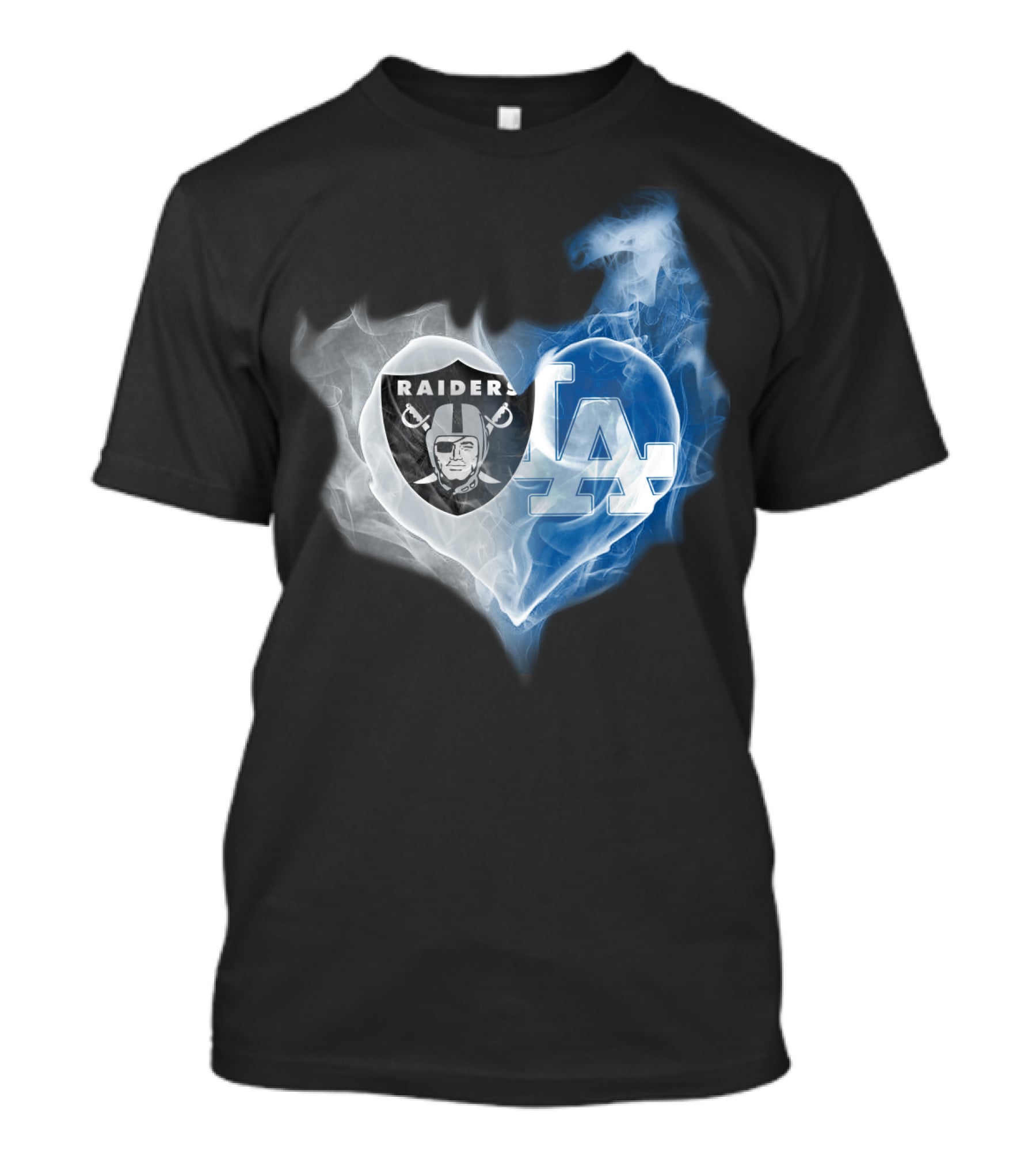Raiders LA Dodgers Smoke Heart T-Shirt