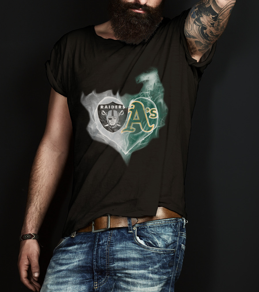 Raiders A's Heart Smoke T-Shirt