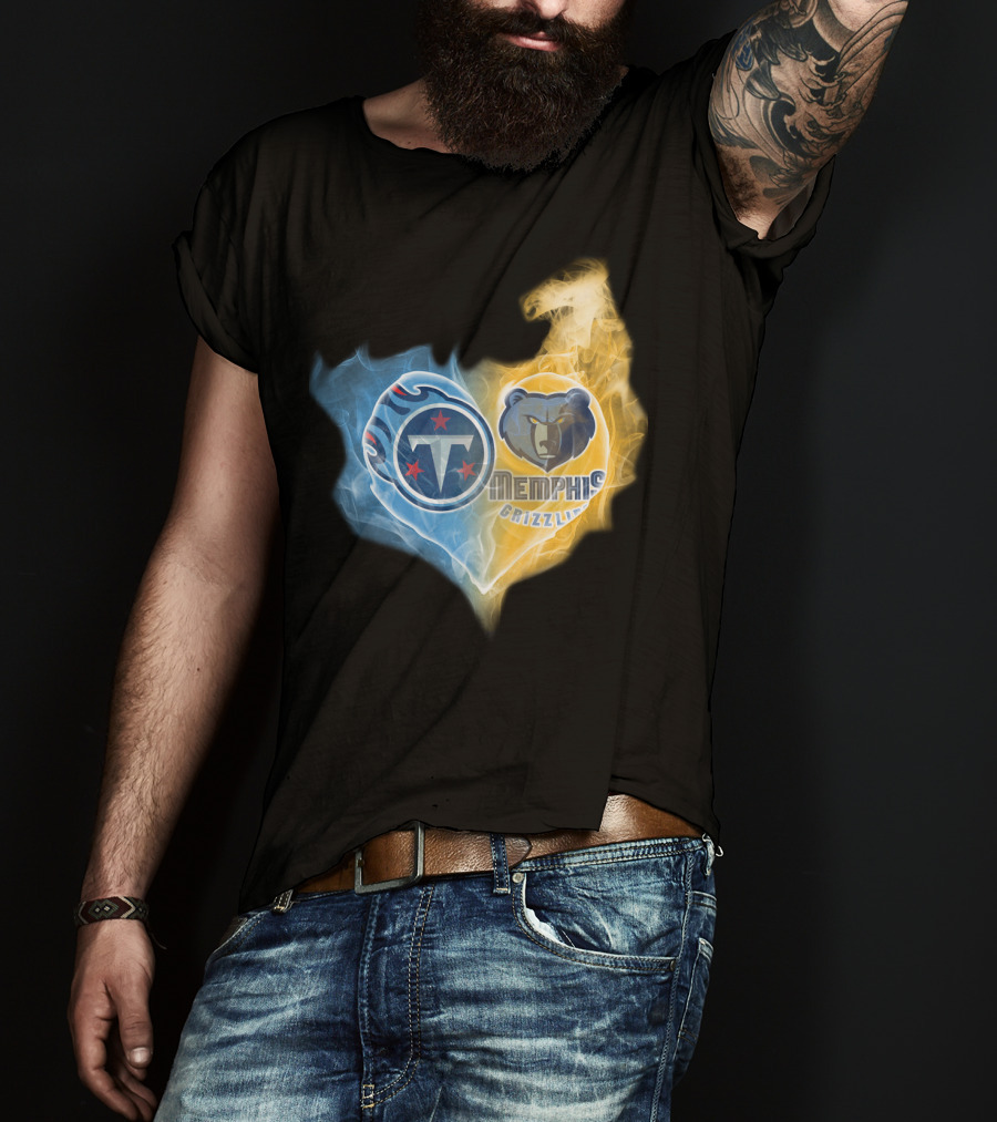 Tennessee Titans Memphis Grizzlies Heart Fusion T-Shirt