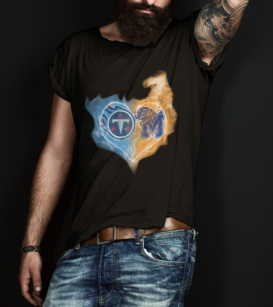 Titans Memphis Tigers Heart T-Shirt