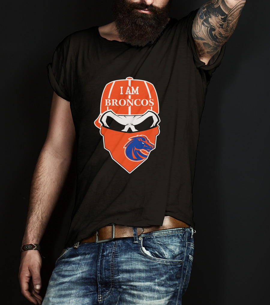 I Am Broncos Boise State Broncos Skull Sports T-Shirt