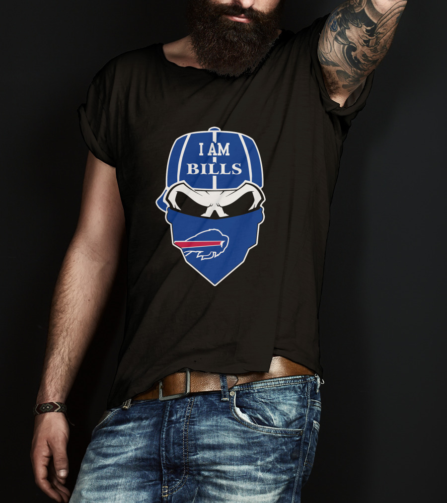 I Am Bills Buffalo Bills Skull Logo Face Covering T-Shirt