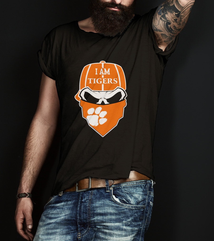 Clemson Tigers I Am Tigers Skull Paw T-Shirt