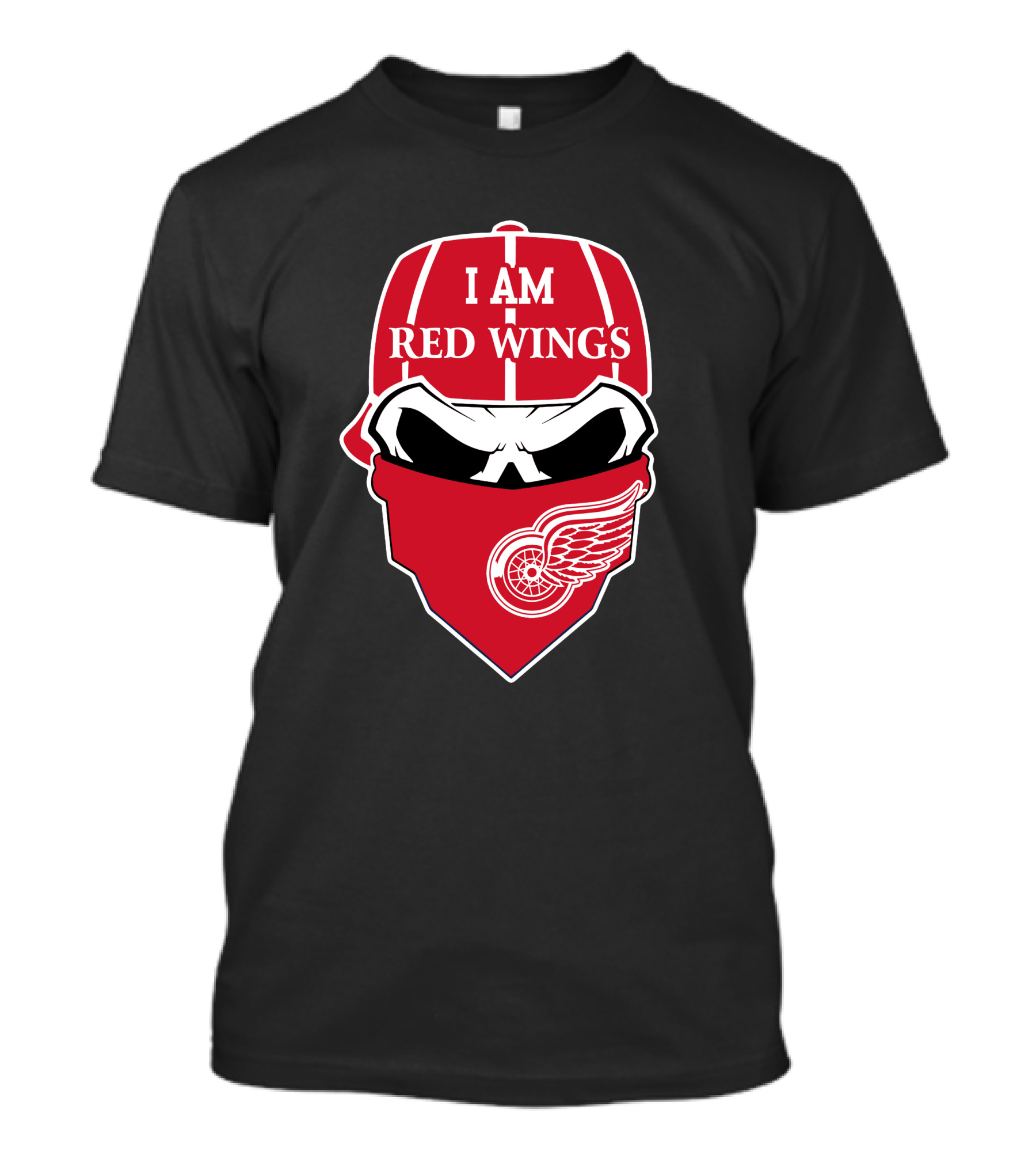I Am Red Wings Skull Logo Detroit Sports Fan T-Shirt