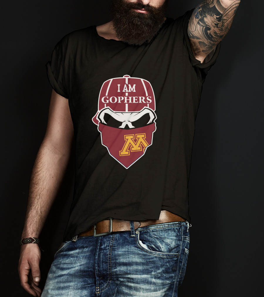 I Am Gophers Minnesota Golden Gophers Skull M T-Shirt