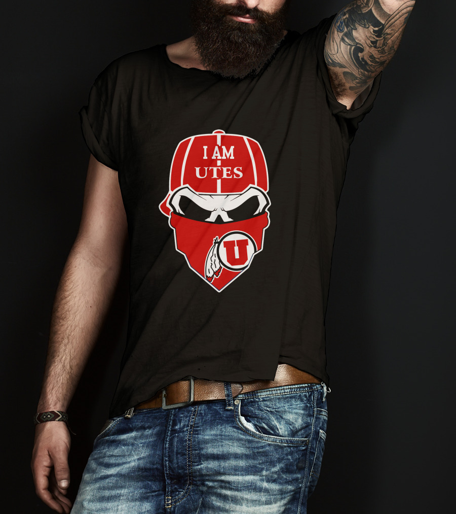 I Am Utah Utes Skull Bandana U T-Shirt