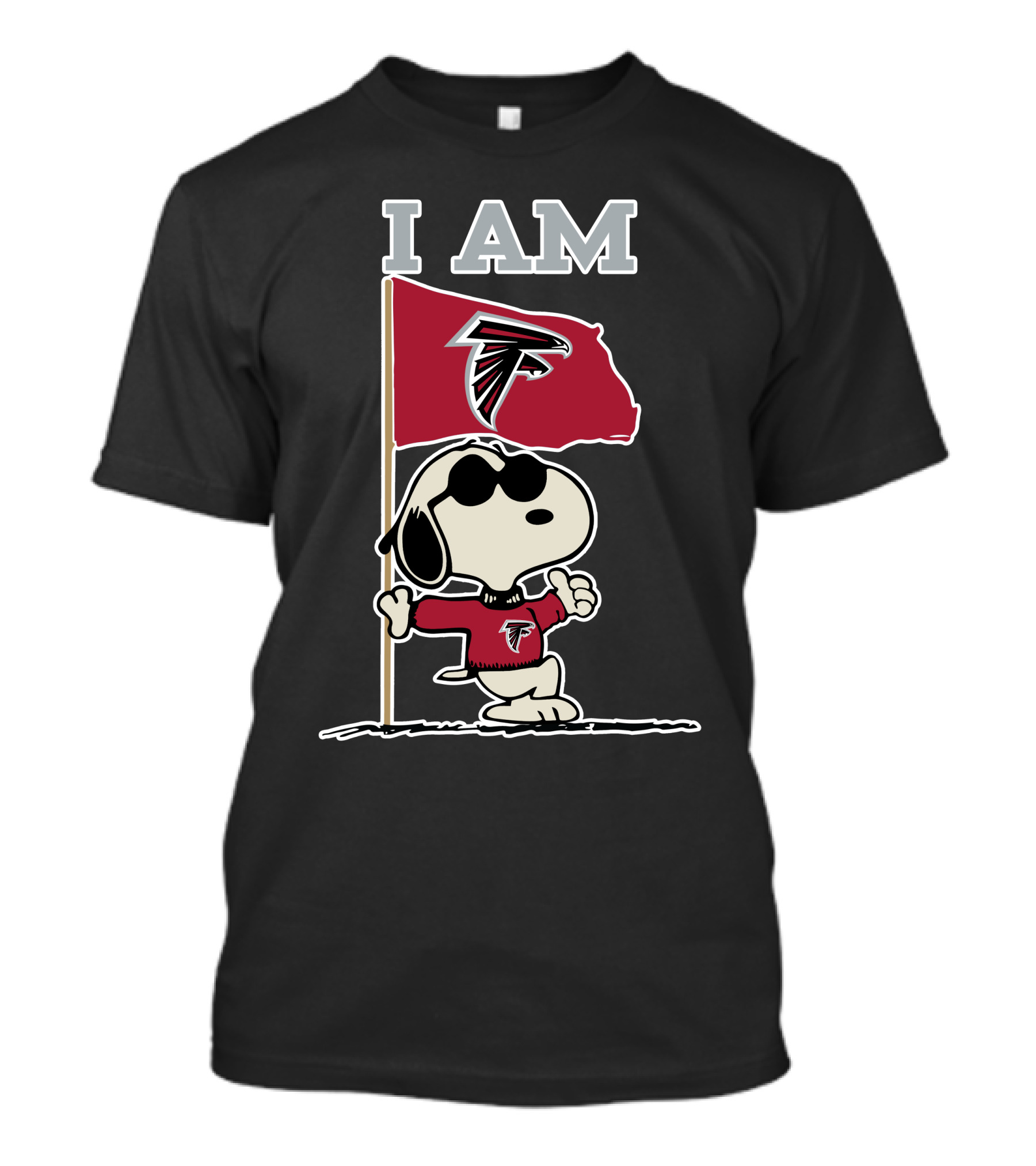 I Am Atlanta Falcons Snoopy Flag T-Shirt