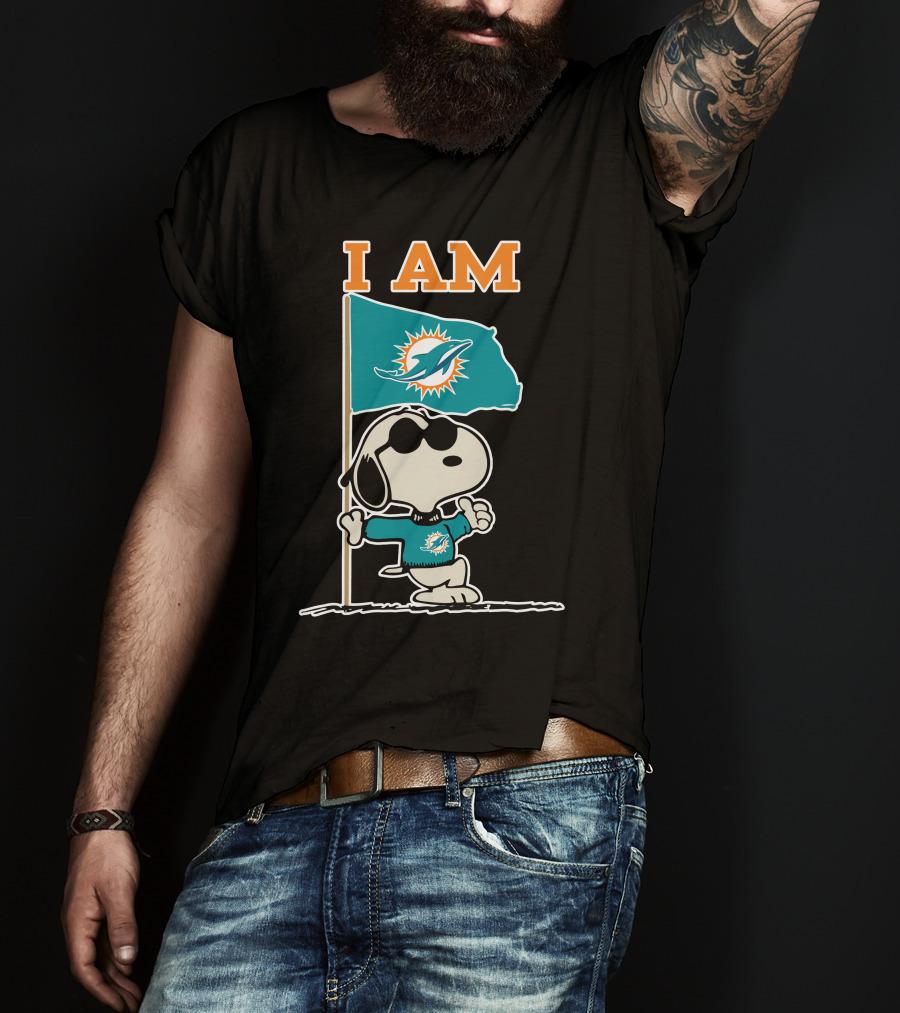 I Am Miami Dolphins Snoopy Flag T-Shirt