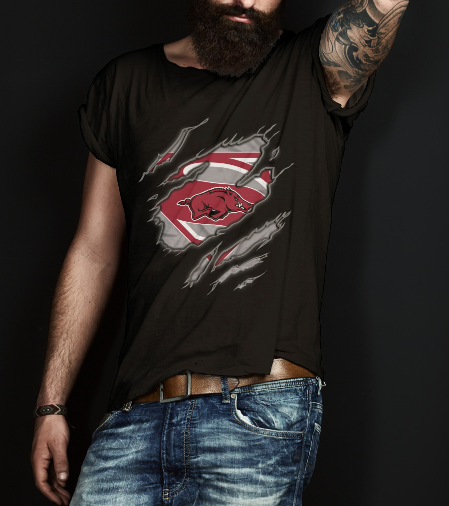 Arkansas Razorbacks Superman Claw T-Shirt