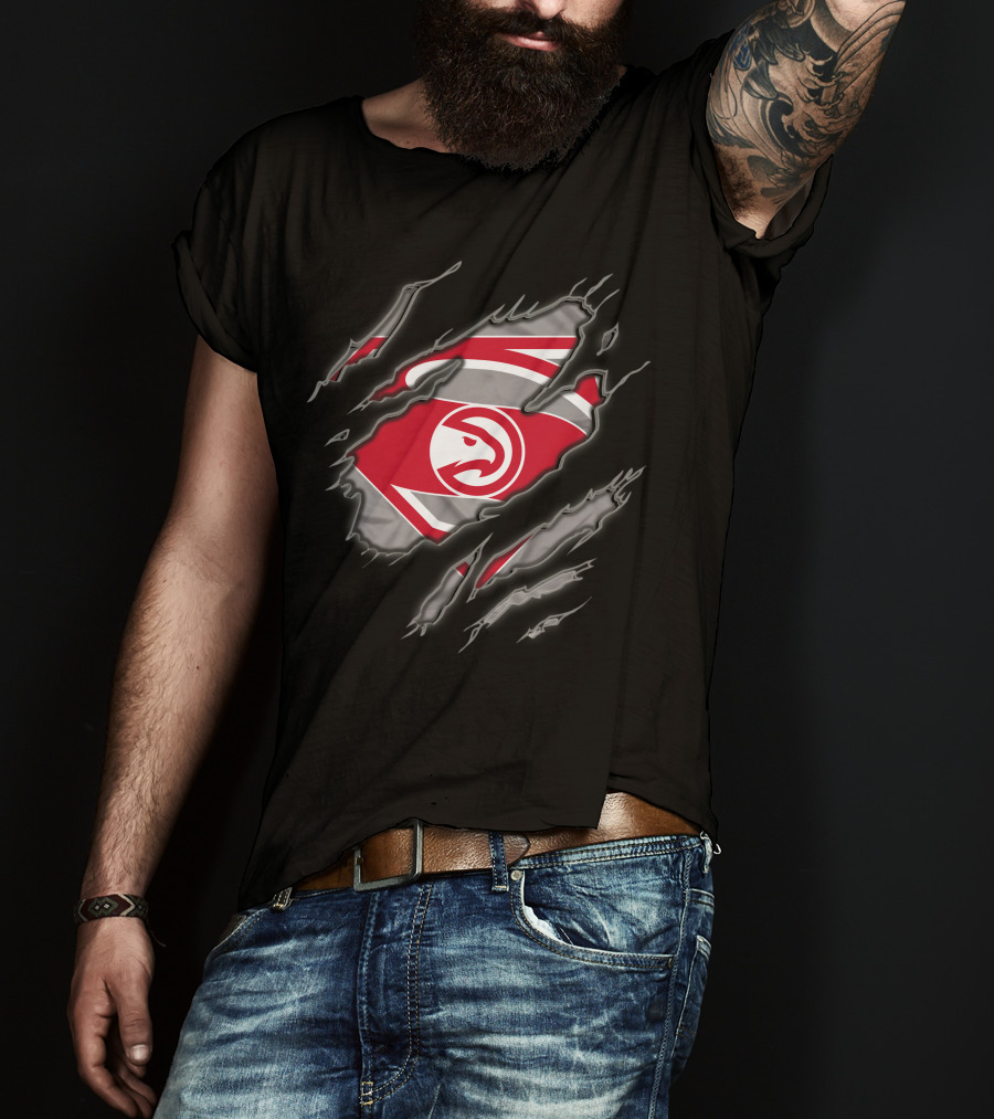 Atlanta Hawks Superman Logo Ripped Reveal T-Shirt