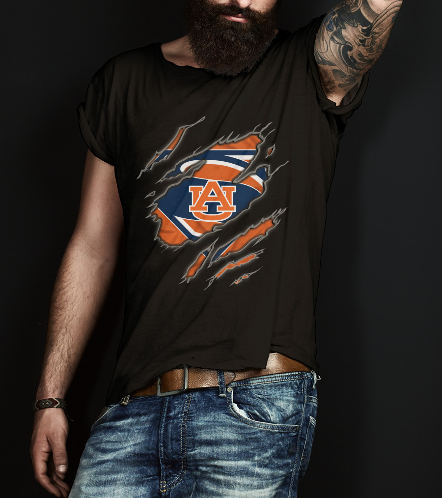 Auburn Tigers Superman Au Logo Ripped T-Shirt