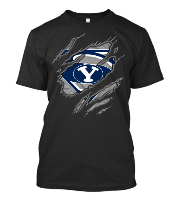 Byu Cougars Superman Logo Ripped T-Shirt